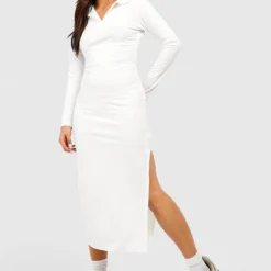 Petite - Robe Côtelée à Ceinture