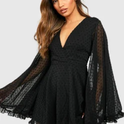 Robe Patineuse à Manches évasées En Mousseline De Soie