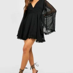 Robe Patineuse à Manches évasées En Mousseline De Soie 8 Robe Patineuse à Manches évasées En Mousseline De Soie -Pas Cher Vêtue Diva Magasin gzz47001 black xl 2