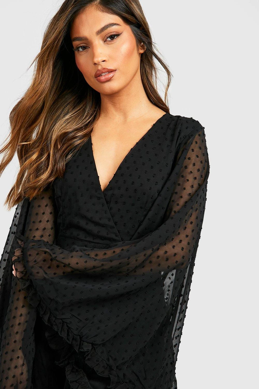 Robe Patineuse à Manches évasées En Mousseline De Soie 6 Robe Patineuse à Manches évasées En Mousseline De Soie – Image 4