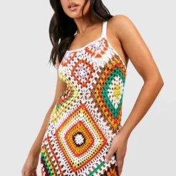 Petite - Robe Longue Premium En Crochet Patchwork -Pas Cher Vêtue Diva Magasin gzz47004 ivory xl 3