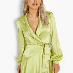 Robe Patineuse Cache-cœur Satinée -Pas Cher Vêtue Diva Magasin gzz47005 chartreuse xl 2