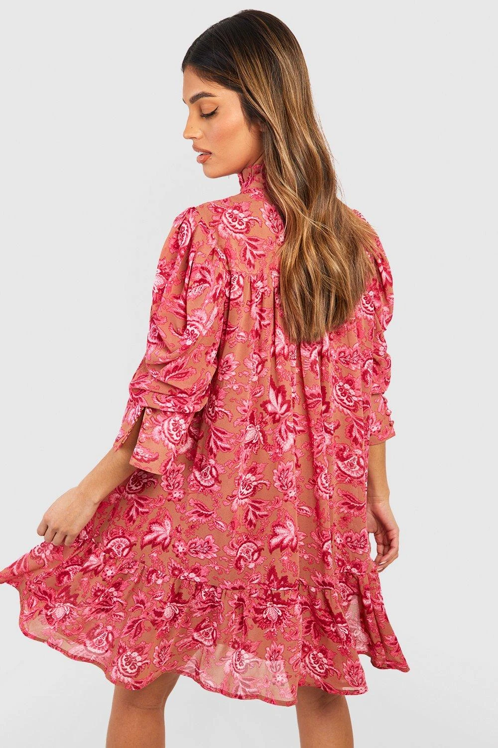 Robe Babydoll à Col Volanté Et Manches Bouffantes 4 Robe Babydoll à Col Volanté Et Manches Bouffantes – Image 2