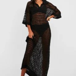 Petite - Robe Longue En Crochet -Pas Cher Vêtue Diva Magasin gzz47018 black xl 2