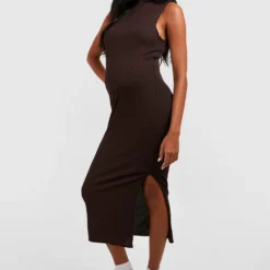 Maternité - Robe De Grossesse Longue à Col Roulé -Pas Cher Vêtue Diva Magasin gzz47041 chocolate xl 2