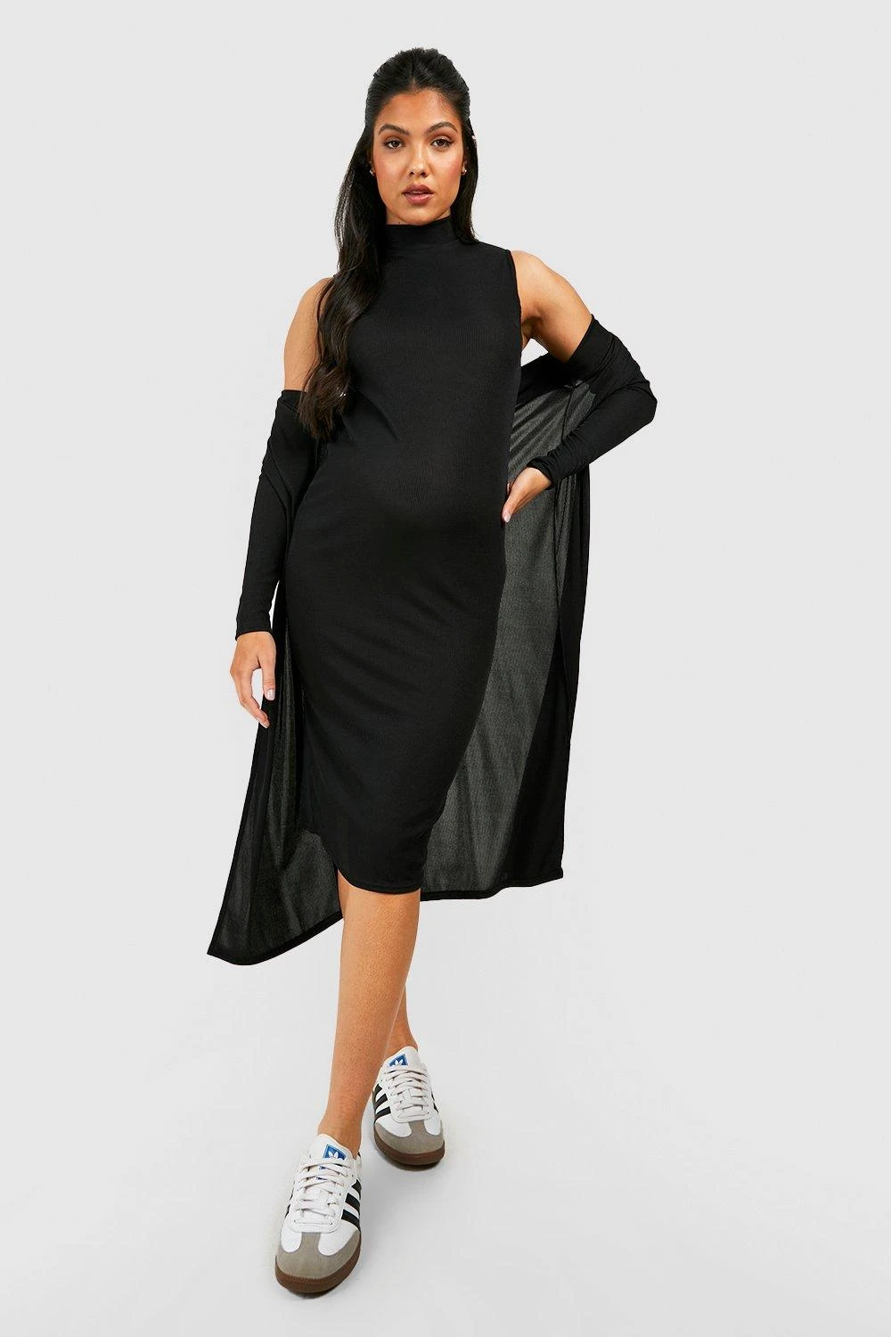 Maternité - Ensemble De Grossesse Avec Robe Mi-longue Et Cardigan 3 Maternité - Ensemble De Grossesse Avec Robe Mi-longue Et Cardigan