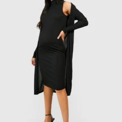 Maternité - Ensemble De Grossesse Avec Robe Mi-longue Et Cardigan 8 Maternité - Ensemble De Grossesse Avec Robe Mi-longue Et Cardigan -Pas Cher Vêtue Diva Magasin gzz47042 black xl 2