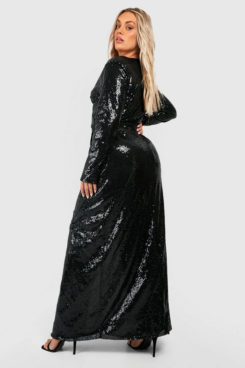 Grande Taille - Robe Portefeuille Longue à Paillettes 4 Grande Taille - Robe Portefeuille Longue à Paillettes – Image 2