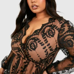 Grande Taille - Robe Patineuse Décolletée En Dentelle -Pas Cher Vêtue Diva Magasin gzz47103 black xl 3 scaled