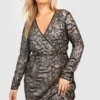Grande Taille - Robe Portefeuille Pailletée Bicolore -Pas Cher Vêtue Diva Magasin gzz47113 black xl