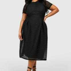 Grande Taille - Robe Mi-longue Ample Texturée