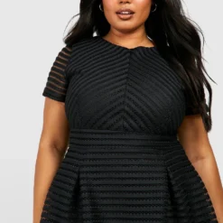 Grande Taille - Robe Mi-longue Ample Texturée 9 Grande Taille - Robe Mi-longue Ample Texturée -Pas Cher Vêtue Diva Magasin gzz47114 black xl 3