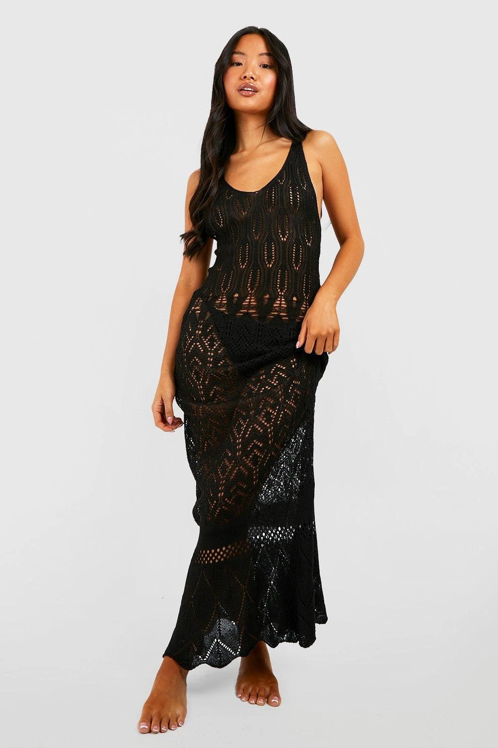 Petite - Robe De Plage En Crochet à Col V 3 Petite - Robe De Plage En Crochet à Col V