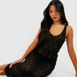 Petite - Robe De Plage En Crochet à Col V 9 Petite - Robe De Plage En Crochet à Col V -Pas Cher Vêtue Diva Magasin gzz47134 black xl 3
