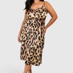 Grande Taille - Robe Mi-longue à Imprimé Léopard