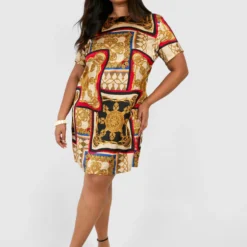 Grande Taille - Robe Droite à Imprimé Chaînes -Pas Cher Vêtue Diva Magasin gzz47142 stone xl 2 scaled