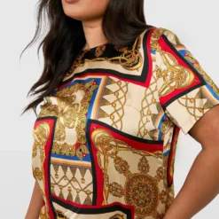 Grande Taille - Robe Droite à Imprimé Chaînes -Pas Cher Vêtue Diva Magasin gzz47142 stone xl 3 scaled