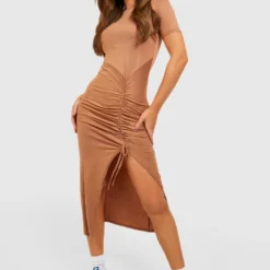 Robe T-shirt Mi-longue Froncée