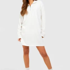 Robe Pull Côtelée à Col Zippé -Pas Cher Vêtue Diva Magasin gzz47221 ivory xl 2
