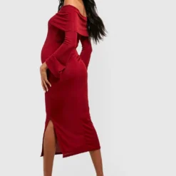 Maternité - Robe De Grossesse à Col Bateau Et Manches évasées -Pas Cher Vêtue Diva Magasin gzz47245 cerise xl 1