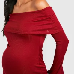 Maternité - Robe De Grossesse à Col Bateau Et Manches évasées -Pas Cher Vêtue Diva Magasin gzz47245 cerise xl 3