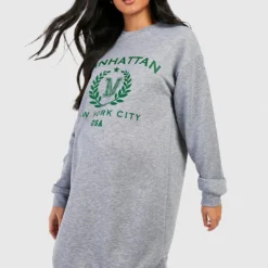 Maternité - Robe Sweat De Grossesse à Slogan Manhattan -Pas Cher Vêtue Diva Magasin gzz47299 grey20marl xl 3