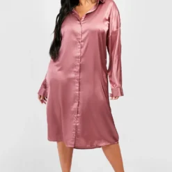 Grande Taille - Robe Chemise Mi-longue Satinée