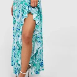Petite - Robe Longue Croisée Volantée à Imprimé Cachemire 9 Petite - Robe Longue Croisée Volantée à Imprimé Cachemire -Pas Cher Vêtue Diva Magasin gzz47521 green xl 3 scaled