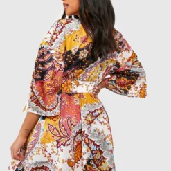 Petite - Robe Patineuse à Laçages Et Imprimé Cachemire -Pas Cher Vêtue Diva Magasin gzz47544 white xl 1 scaled