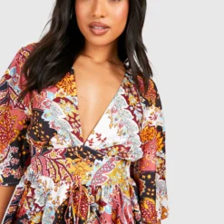 Petite - Robe Patineuse à Laçages Et Imprimé Cachemire -Pas Cher Vêtue Diva Magasin gzz47544 white xl 3 scaled