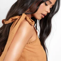 Petite - Robe En Broderie Anglaise à Attaches -Pas Cher Vêtue Diva Magasin gzz47618 tan xl 3