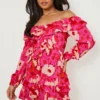 BOOHOO Petite - Robe Courte Fleurie à Volants -Pas Cher Vêtue Diva Magasin gzz47635 pink xl