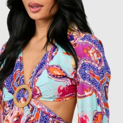 Petite - Robe Patineuse à Découpes Et Imprimé Cachemire 9 Petite - Robe Patineuse à Découpes Et Imprimé Cachemire -Pas Cher Vêtue Diva Magasin gzz47638 purple xl 3 scaled