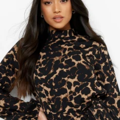 Petite - Robe Patineuse Léopard à Ceinture -Pas Cher Vêtue Diva Magasin gzz47743 natural xl 3