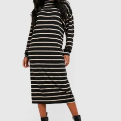 Tall - Robe Mi-longue à Col Roulé Et Rayures