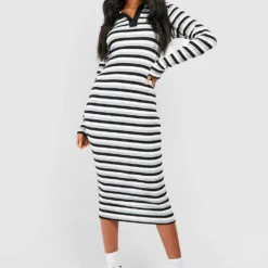 Tall - Robe Mi-longue Moulante à Rayures