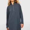 Tall - Robe Côtelée à Col Zippé 2 Tall - Robe Côtelée à Col Zippé -Pas Cher Vêtue Diva Magasin gzz47932 charcoal xl