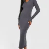 Tall - Robe Longue Côtelée Zippée -Pas Cher Vêtue Diva Magasin gzz47936 charcoal xl scaled