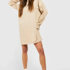 Robe T-shirt Oversize En Coton -Pas Cher Vêtue Diva Magasin gzz48121 sand xl 2