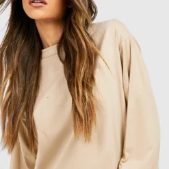 Robe T-shirt Oversize En Coton -Pas Cher Vêtue Diva Magasin gzz48121 sand xl 3