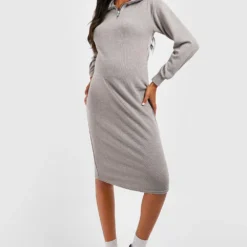 Maternité - Robe De Grossesse Mi-longue Zippée 8 Maternité - Robe De Grossesse Mi-longue Zippée -Pas Cher Vêtue Diva Magasin gzz48265 grey xl 2