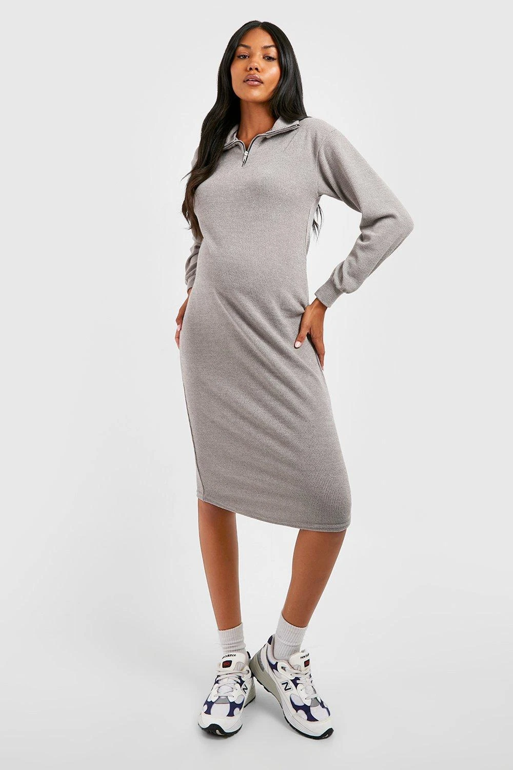 Maternité - Robe De Grossesse Mi-longue Zippée 5 Maternité - Robe De Grossesse Mi-longue Zippée – Image 3