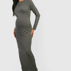 Maternité - Robe De Grossesse Longue Côtelée