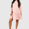 BOOHOO Maternité - Robe Sweat De Grossesse Péplum -Pas Cher Vêtue Diva Magasin gzz48271 rose xl