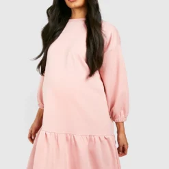 BOOHOO Maternité - Robe Sweat De Grossesse Péplum 8 BOOHOO Maternité - Robe Sweat De Grossesse Péplum -Pas Cher Vêtue Diva Magasin gzz48271 rose xl 2