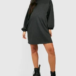 Maternité - Robe Sweat De Grossesse Oversize -Pas Cher Vêtue Diva Magasin gzz48272 charcoal xl 2
