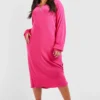 Grande Taille - Robe Zippée Côtelée -Pas Cher Vêtue Diva Magasin gzz48302 pink xl