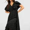 Robe Mi-longue à Pois Et Volants -Pas Cher Vêtue Diva Magasin gzz48338 black xl