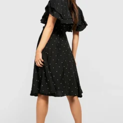 Robe Mi-longue à Pois Et Volants 7 Robe Mi-longue à Pois Et Volants -Pas Cher Vêtue Diva Magasin gzz48338 black xl 1