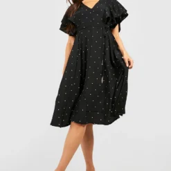 Robe Mi-longue à Pois Et Volants 8 Robe Mi-longue à Pois Et Volants -Pas Cher Vêtue Diva Magasin gzz48338 black xl 2